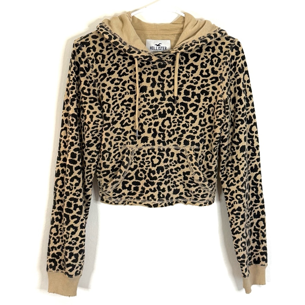Hollister Leopard Print Cropped Hoodie